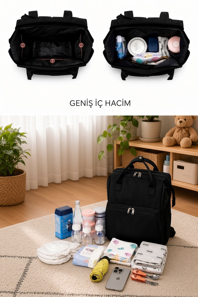 POFİMO Bebek Bakım Çantası — SİYAH